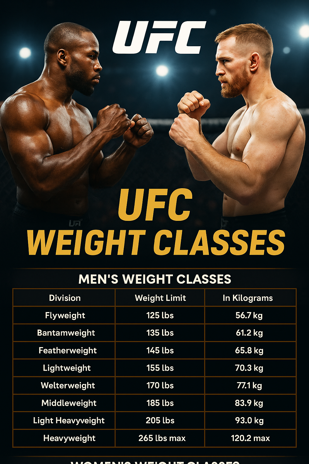 Ultimate Guide to UFC Weight Classes (2025): Everything You Need to Know